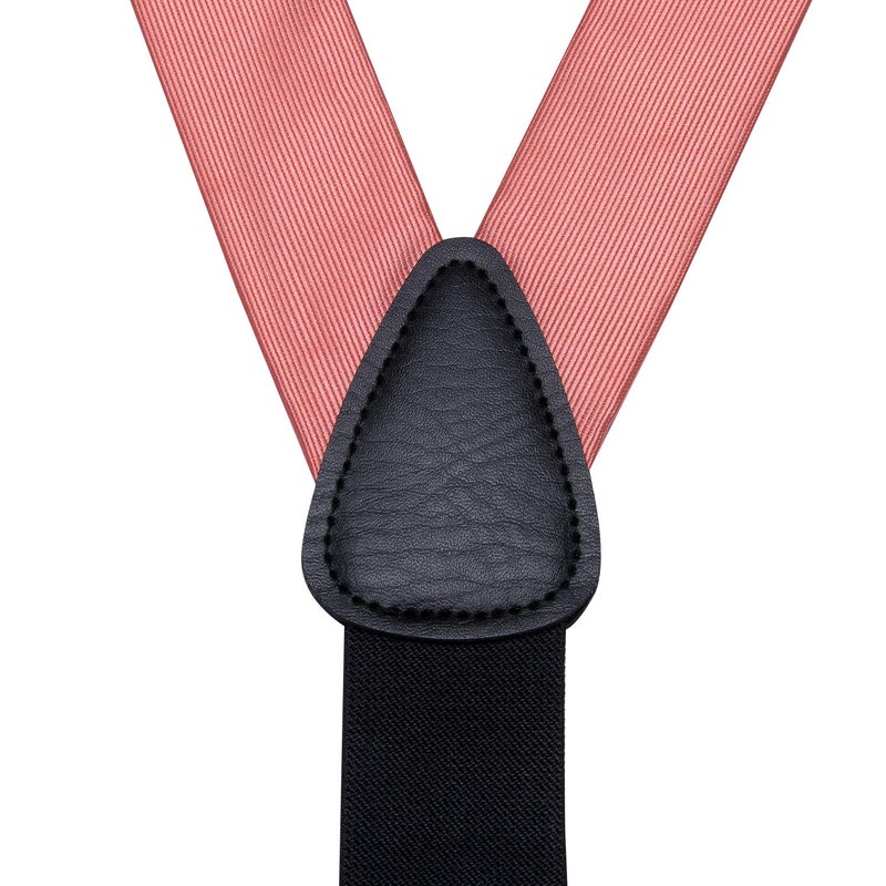 Dubulle Mens Coral Suspenders and Pre tied Bow Tie with 6 Clips Pocket Square Y Shape Adjustable Braces - Image 5